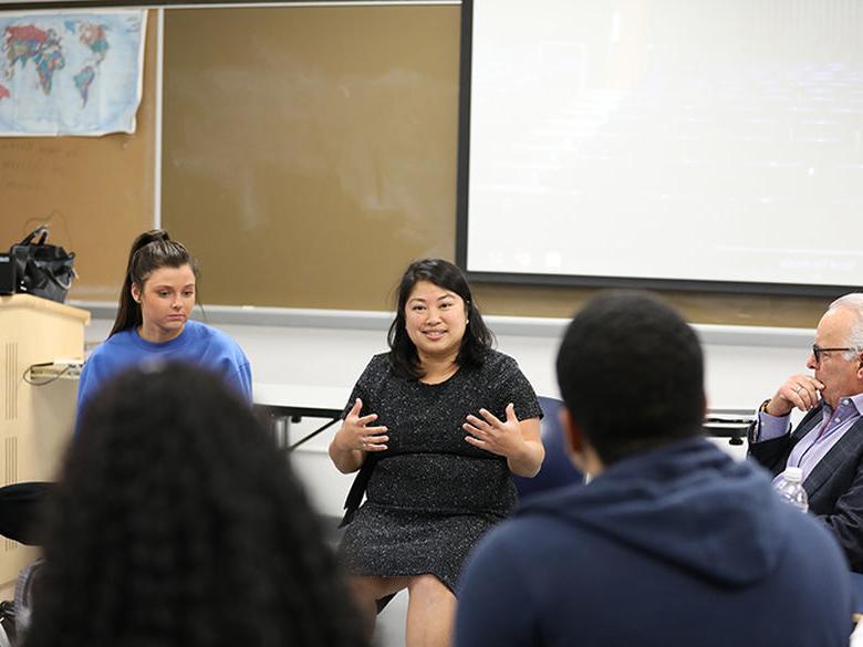 Faculty speaking to students